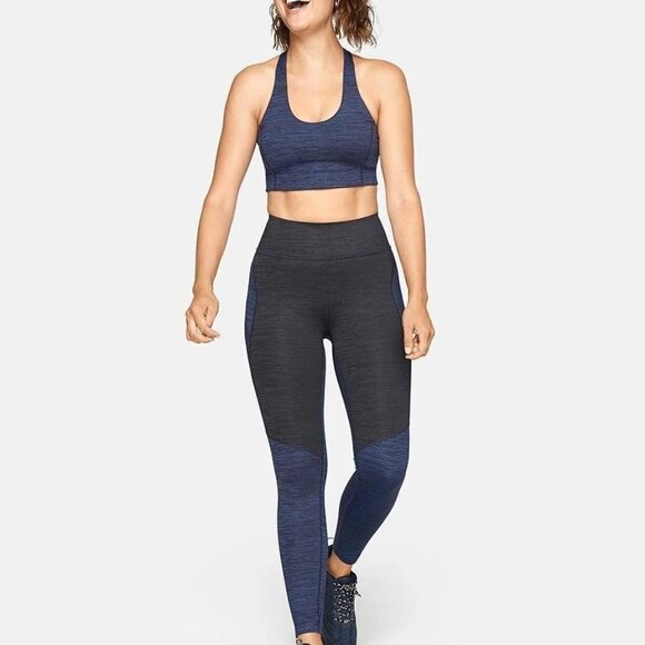 Outdoor Voices - Women's Techsweat 7/8 leggings in Black + Blue- Excellent M - Picture 2 of 11
